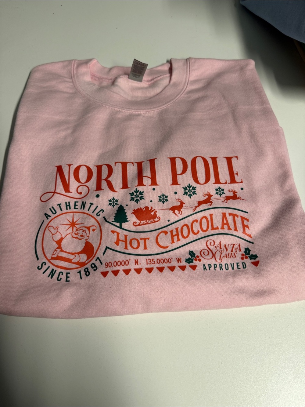 North Pole Hot Chocolate Pink Kids Sweatshirt